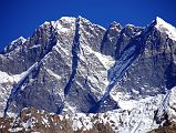 
Everest and the enormous south face of Lhotse, Lhotse Middle and Lhotse Shar close up from the upper Hongu Valley.
